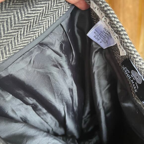 Jillian Jones Women's Vintage 100% Wool Grey Herringbone Dress Pants Size 6 - Picture 6 of 9